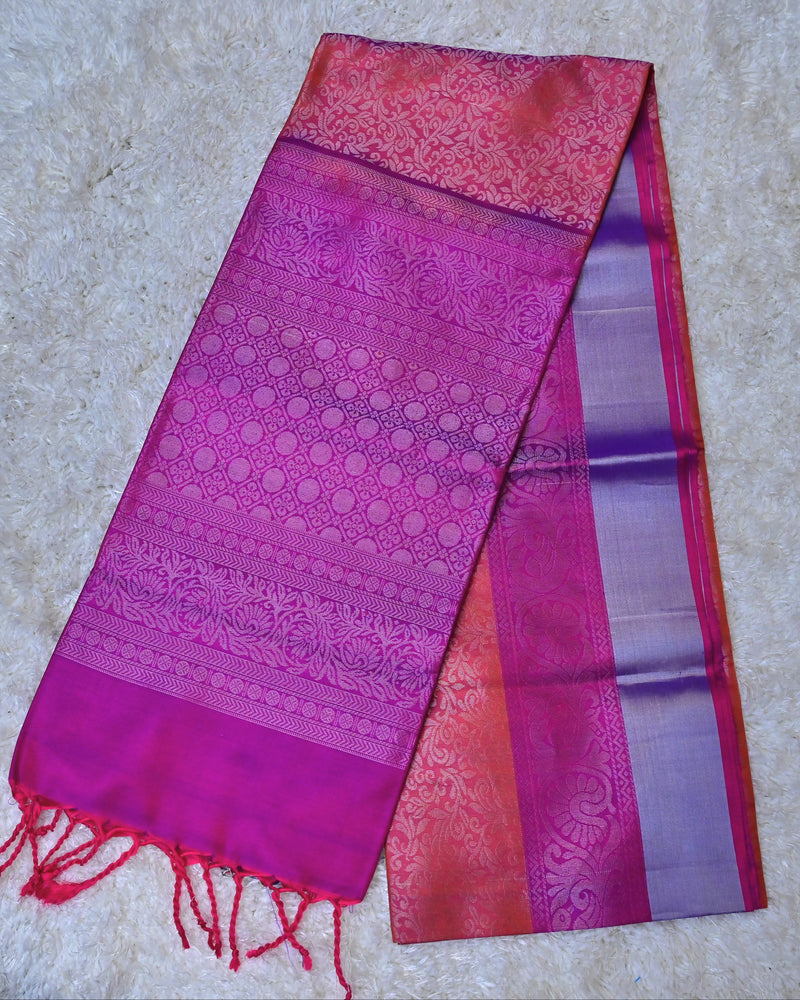Vidya – Dusty Pink & Magenta Uppada Jamdani Silk Saree