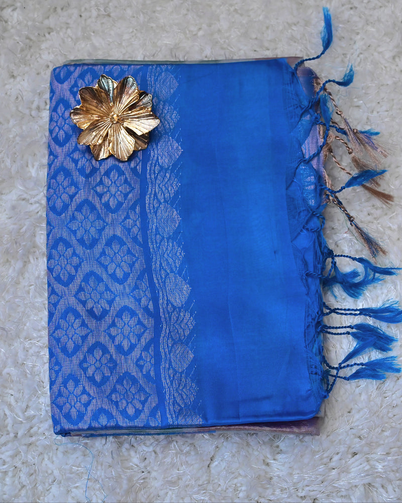 Samyukta – Grey Uppada Silk Saree with Blue  Pallu