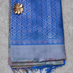 Samyukta – Grey Uppada Silk Saree with Blue  Pallu
