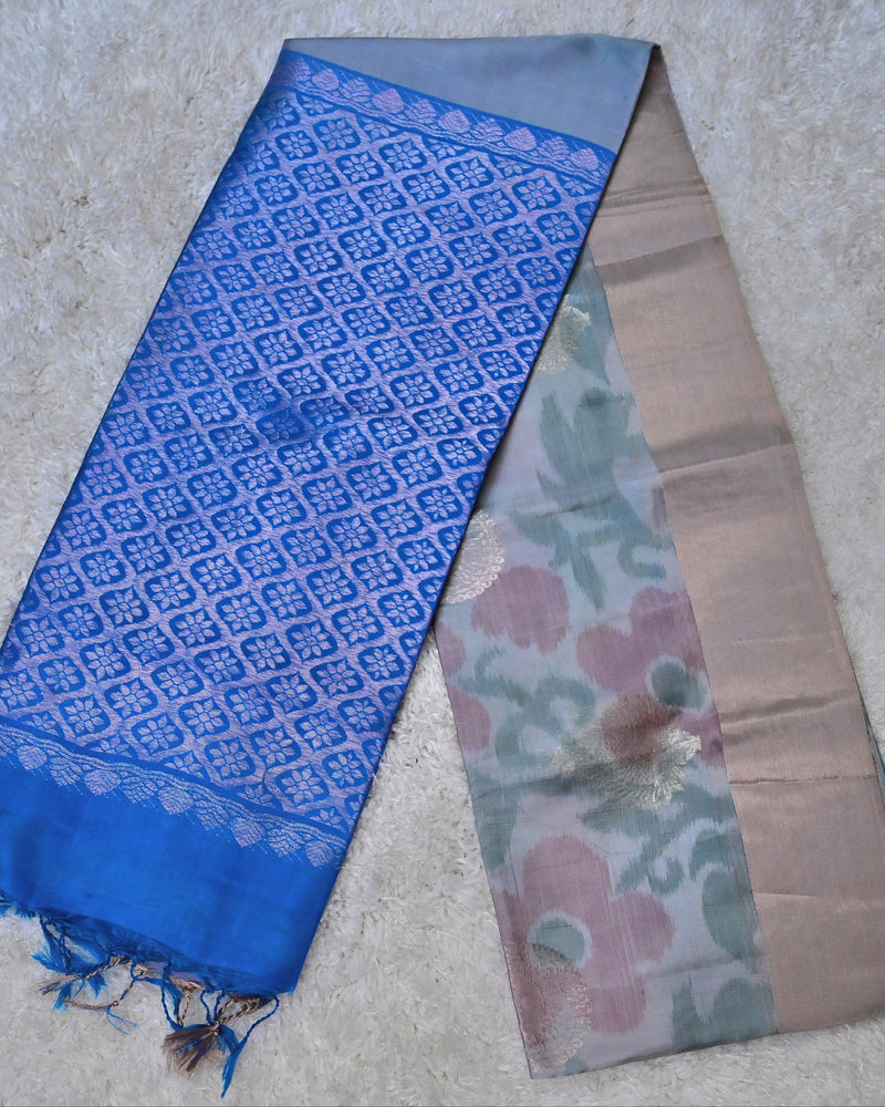 Samyukta – Grey Uppada Silk Saree with Blue  Pallu