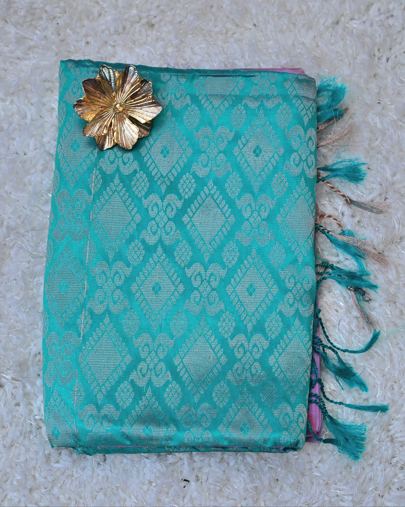 Ravinya – Teal & Lavender Uppada Silk Saree