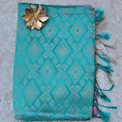 Ravinya – Teal & Lavender Uppada Silk Saree