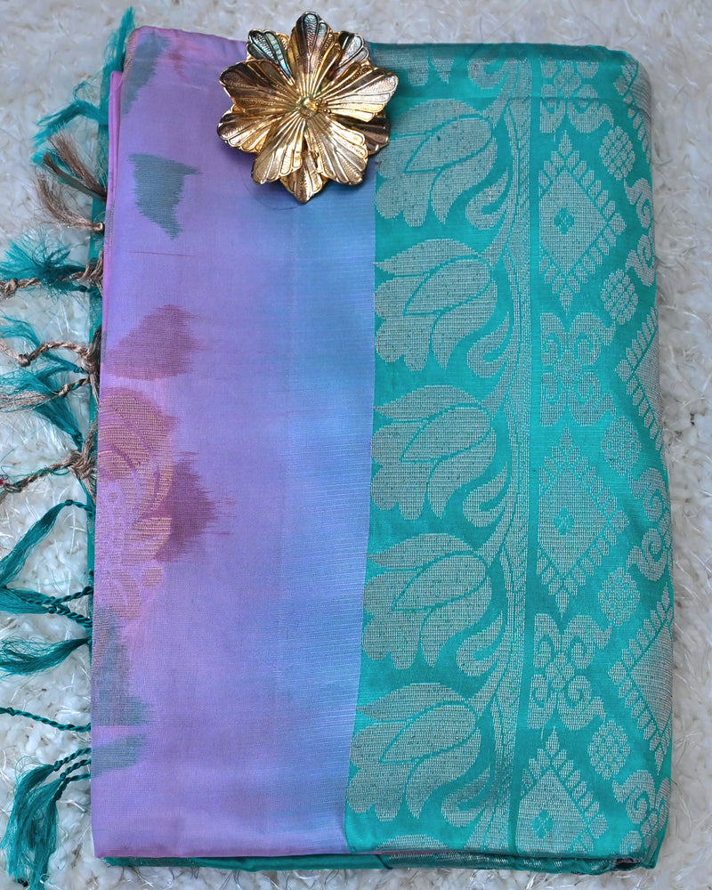 Ravinya – Teal & Lavender Uppada Silk Saree