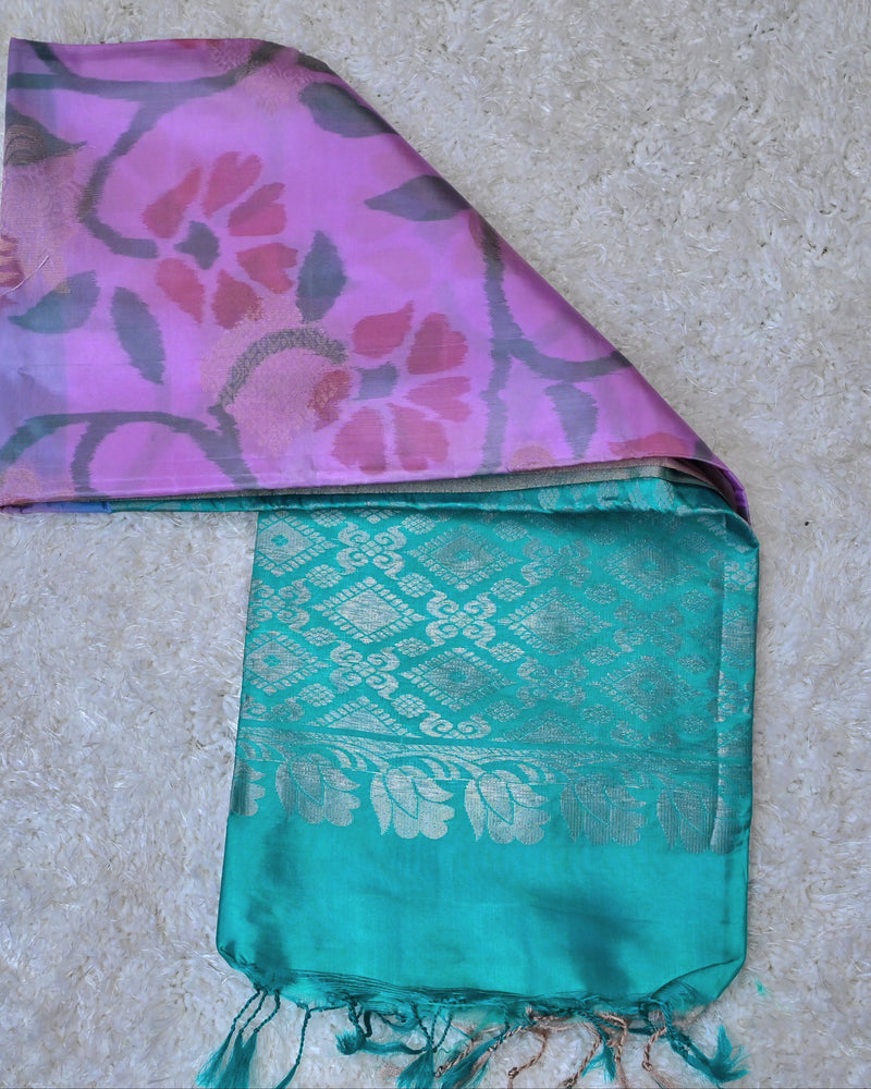 Ravinya – Teal & Lavender Uppada Silk Saree