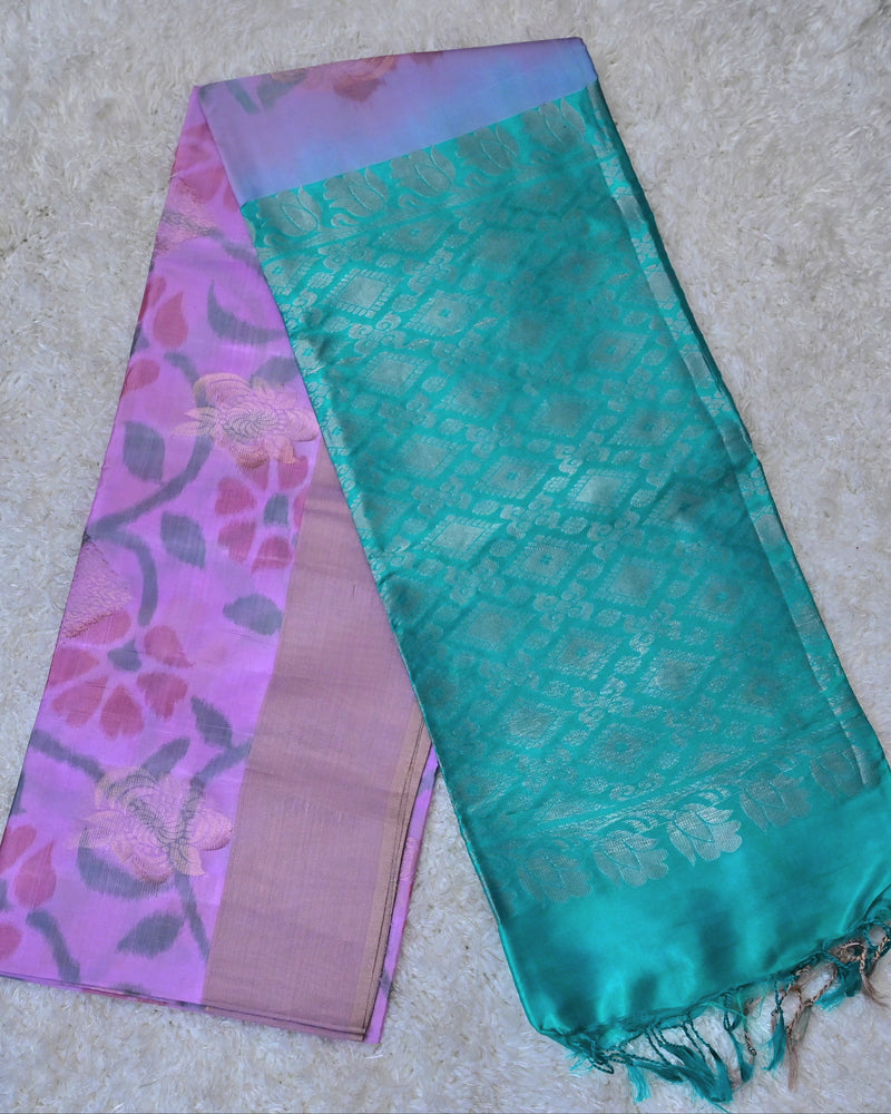 Ravinya – Teal & Lavender Uppada Silk Saree