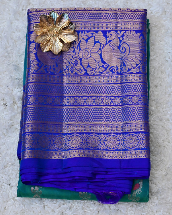 Sarala – Green & Royal Blue Venkatagiri Pure Silk Saree