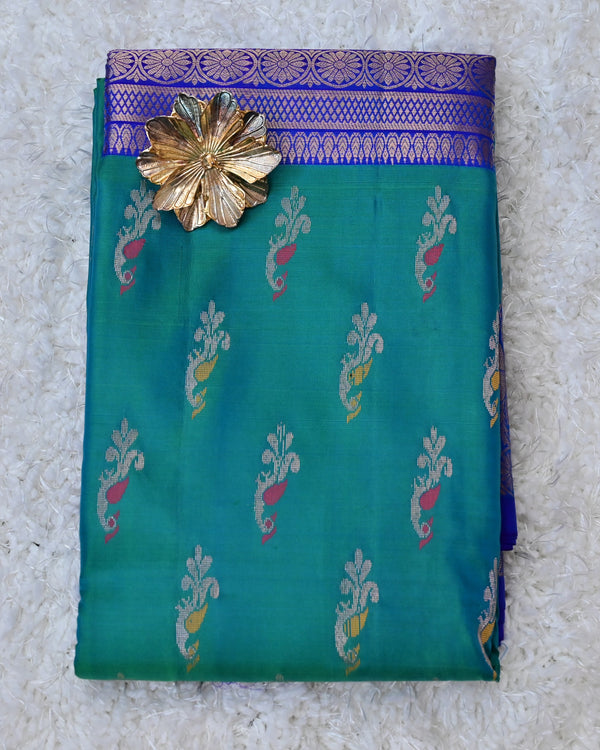 Sarala – Green & Royal Blue Venkatagiri Pure Silk Saree