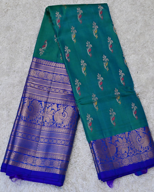 Sarala – Green & Royal Blue Venkatagiri Pure Silk Saree