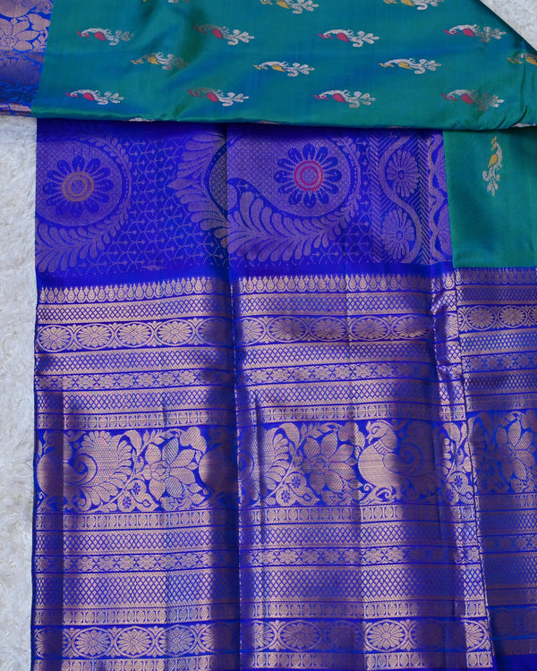 Sarala – Green & Royal Blue Venkatagiri Pure Silk Saree