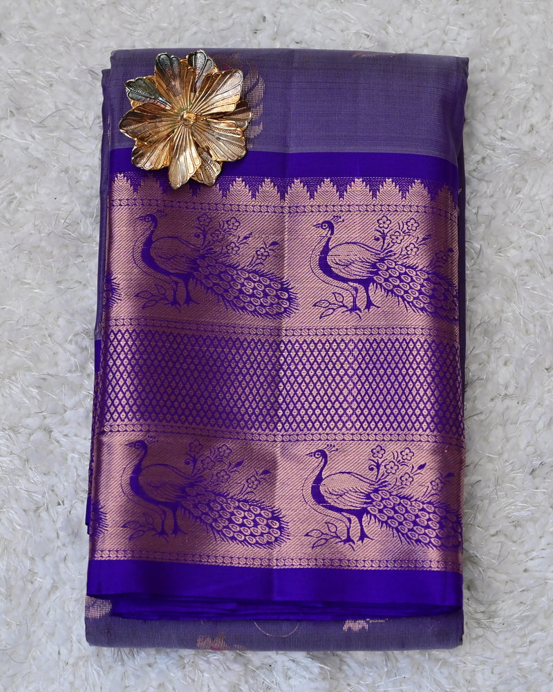 Nandini – Purple Venkatagiri Silk Saree with Peacock Motifs