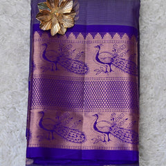 Nandini – Purple Venkatagiri Silk Saree with Peacock Motifs