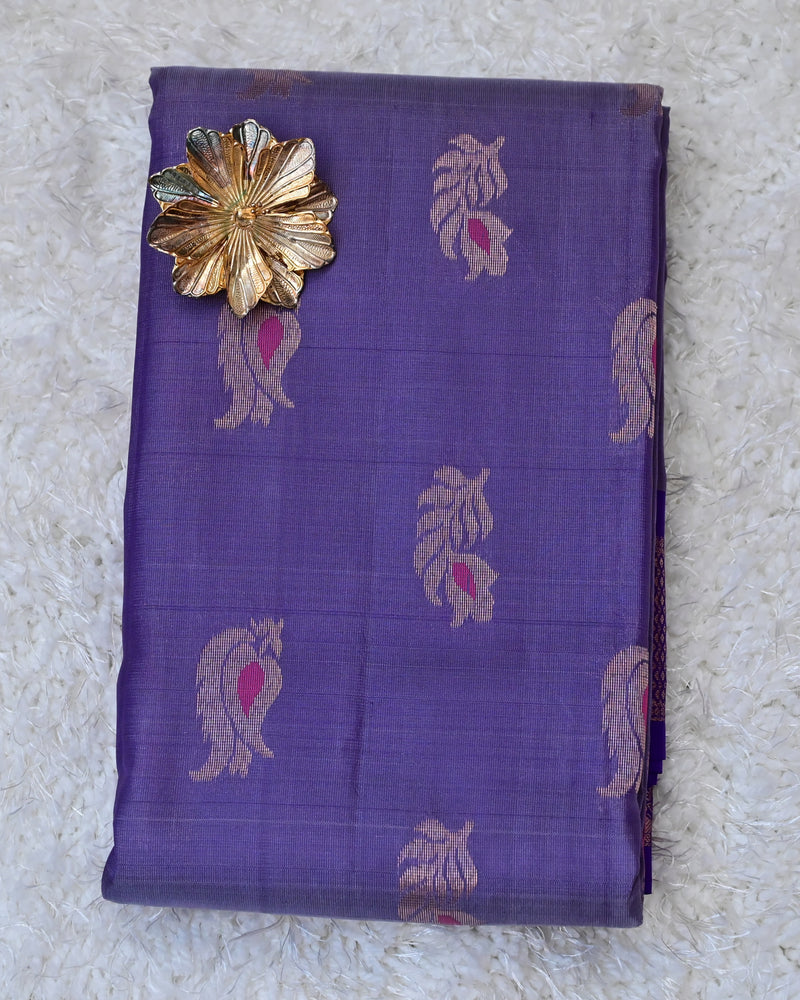 Nandini – Purple Venkatagiri Silk Saree with Peacock Motifs
