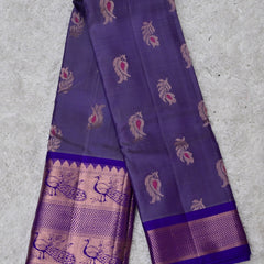 Nandini – Purple Venkatagiri Silk Saree with Peacock Motifs