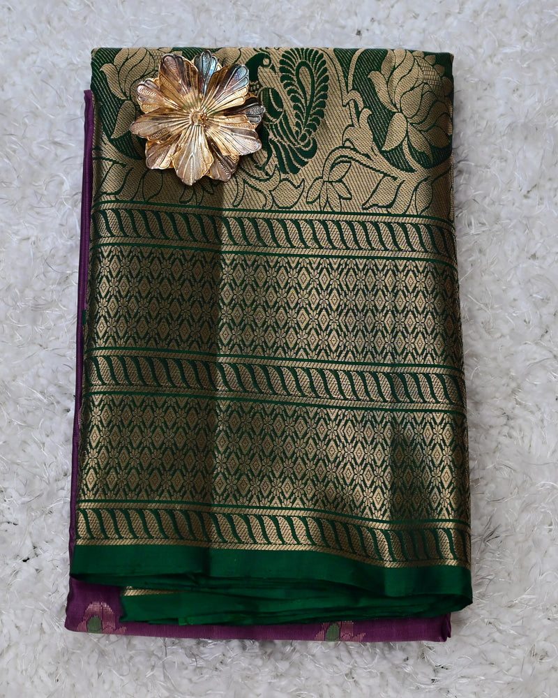 Vaidehi – Purple & Green Pure Venkatagiri Silk Saree