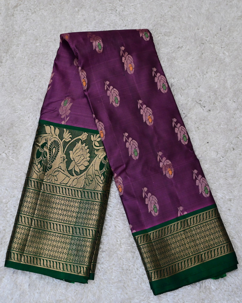 Vaidehi – Purple & Green Pure Venkatagiri Silk Saree