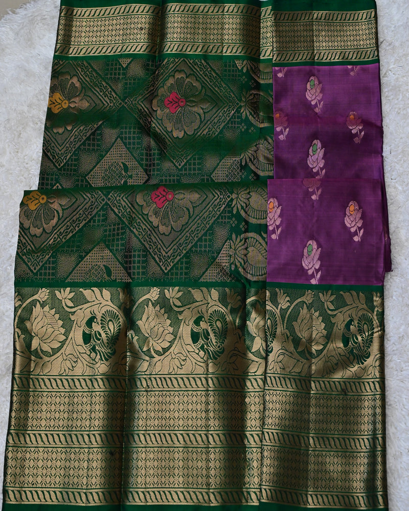 Vaidehi – Purple & Green Pure Venkatagiri Silk Saree