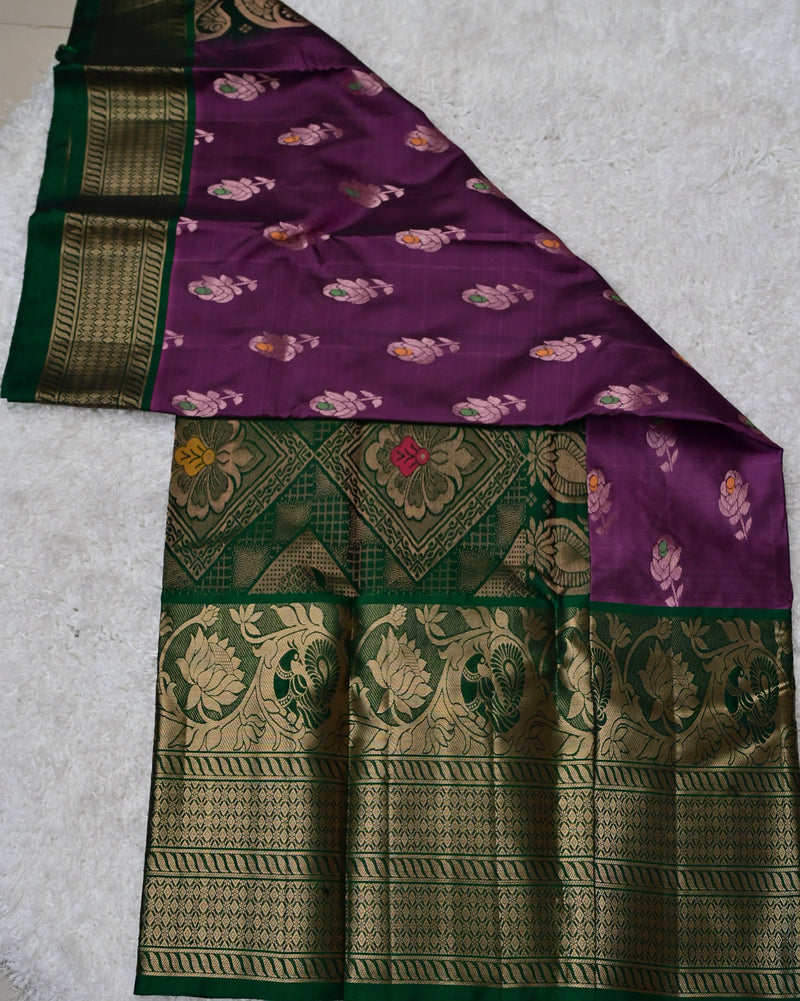 Vaidehi – Purple & Green Pure Venkatagiri Silk Saree