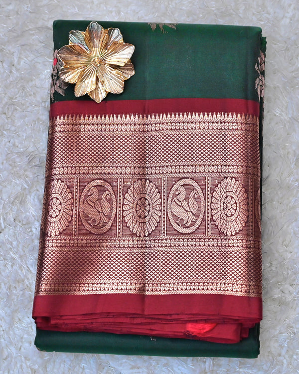 Bhoomi – Bottle Green Venkatagiri Pure Silk Saree