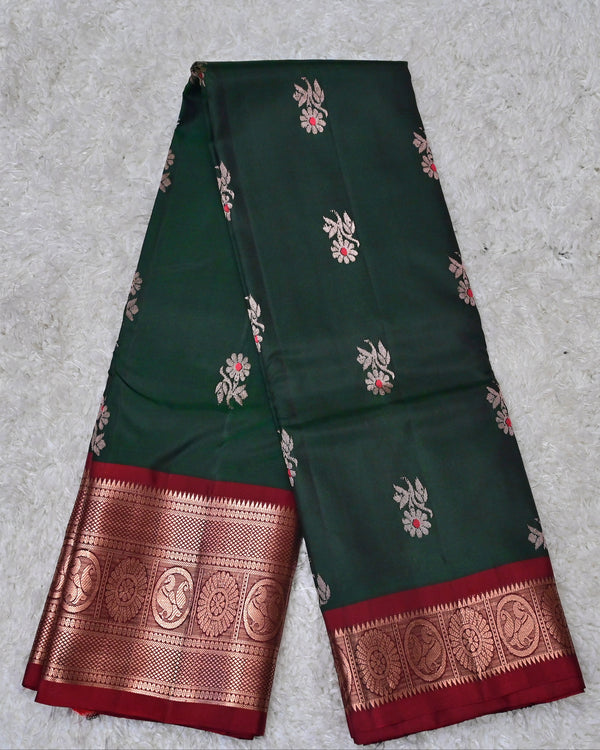 Bhoomi – Bottle Green Venkatagiri Pure Silk Saree