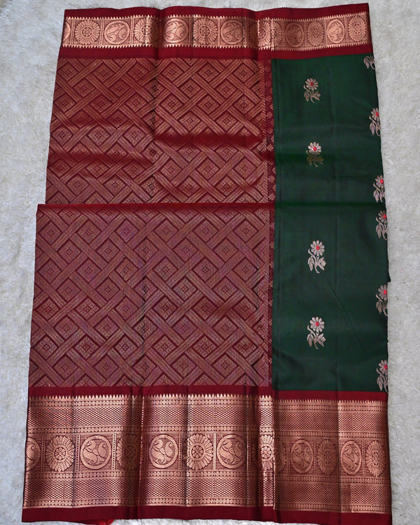 Bhoomi – Bottle Green Venkatagiri Pure Silk Saree
