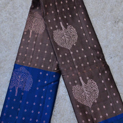 Aranyani – Grey Venkatagiri Pure Silk Saree with Royal Blue Pallu