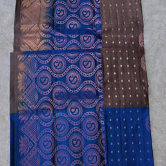 Aranyani – Grey Venkatagiri Pure Silk Saree with Royal Blue Pallu