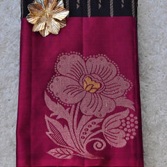 Kamini – Black & Magenta Venkatagiri Pure Silk Saree