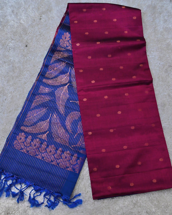 Rajnandini – Magenta Venkatagiri Pure Silk Saree