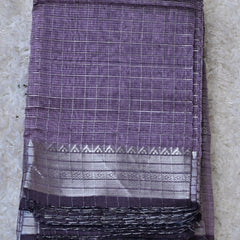 Lavanya – Pure Mangalagiri Silk by Cotton Saree in Lavender with Silver Zari Border