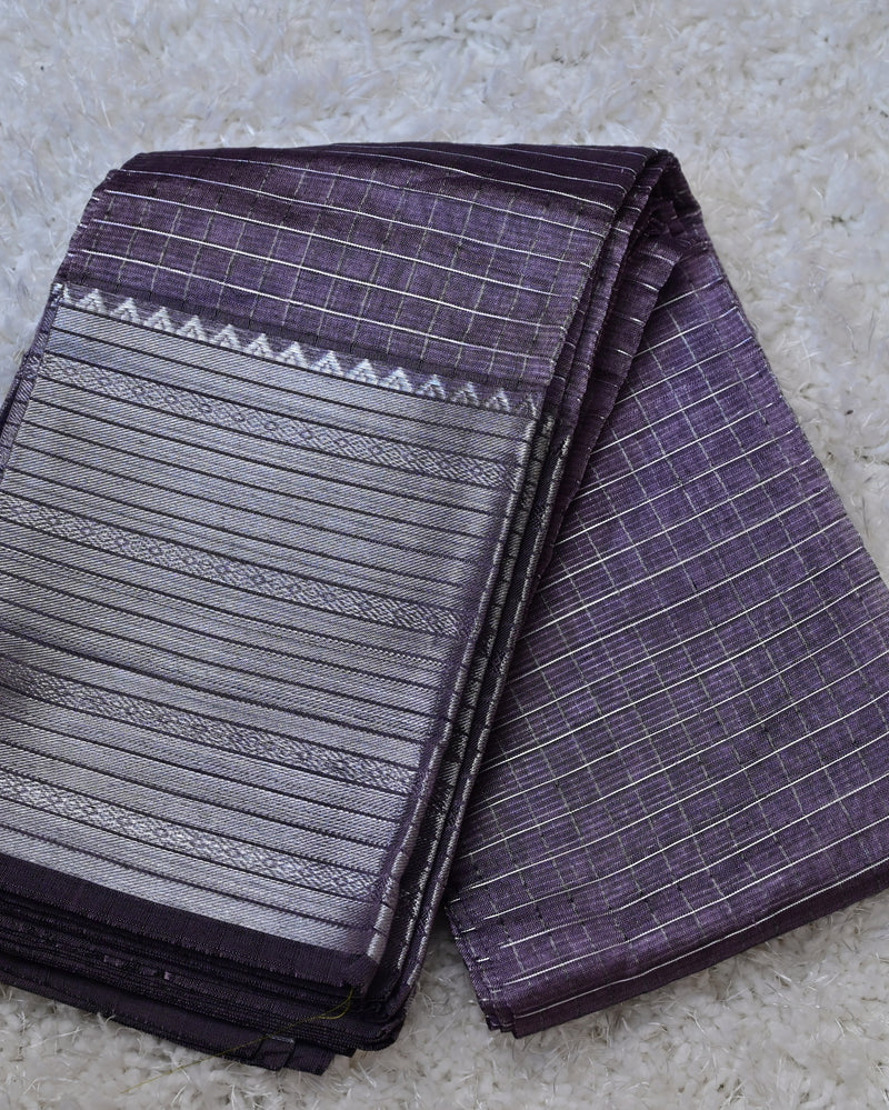 Lavanya – Pure Mangalagiri Silk by Cotton Saree in Lavender with Silver Zari Border