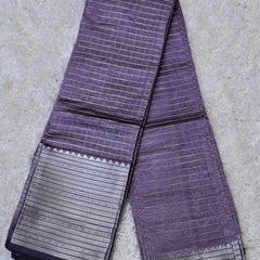 Lavanya – Pure Mangalagiri Silk by Cotton Saree in Lavender with Silver Zari Border