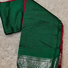 Pravalika– Pure Mangalagiri Silk by Cotton Saree in Pink with Green Contrast