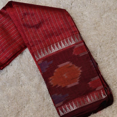 Vindya-Mangalagiri Saree in Maroon with Ikat Border