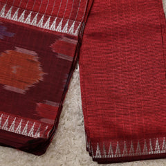Vindya-Mangalagiri Saree in Maroon with Ikat Border