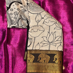 Gajamukta – Pure Bangalore Silk Pen Kalamkari Saree