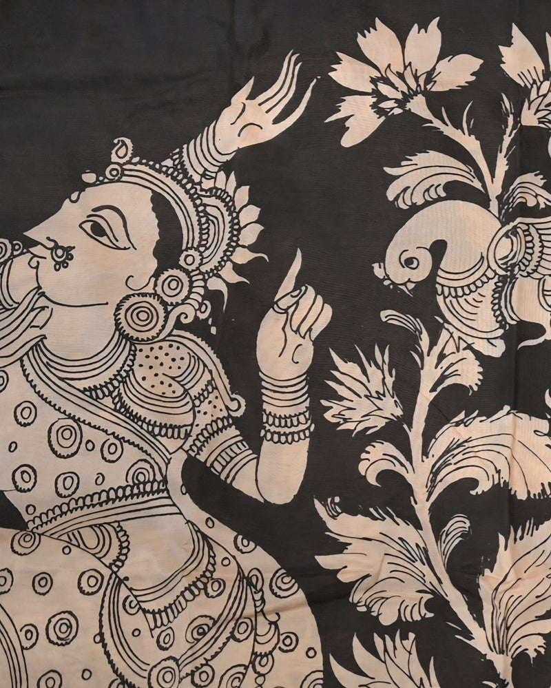 Gajamukta – Pure Bangalore Silk Pen Kalamkari Saree