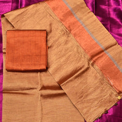 Suvarna – Pure Tissue Saree in Gold with Copper Border