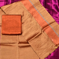 Suvarna – Pure Tissue Saree in Gold with Copper Border