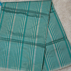 Narangi – Pure Chanderi Silk Saree with Tissue Stripes in Teal