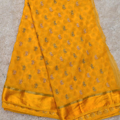 Kavi – Chiffon Saree in Yellow with Crepe Brocade Blouse