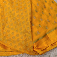 Kavi – Chiffon Saree in Yellow with Crepe Brocade Blouse