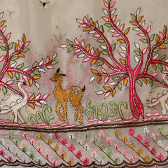 Suvi– Green Shaded Pure Chiffon Saree with Embroidered Tissue Blouse