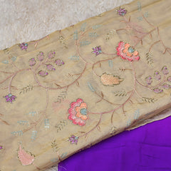 Kanira – Pure Chiffon Saree in Purple & Pink with Embroidered Blouse
