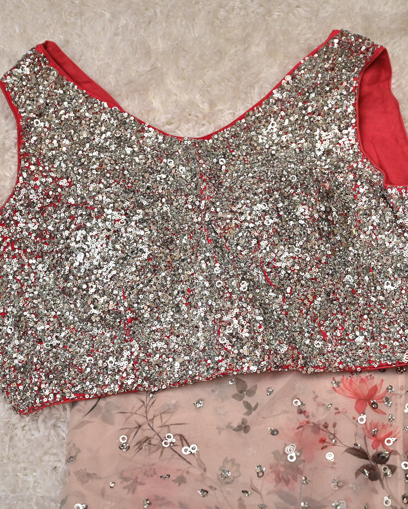 Shayana – Pure Organza Saree with Sequin Silver Blouse