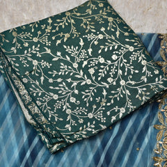 Reyi-Pure Organza Saree in Blue with Banarasi Blouse
