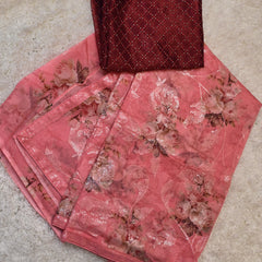 Ruhaani – Pure Organza Saree in Rose Pink with Wine Blouse