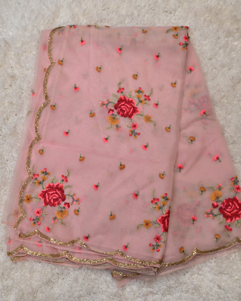 Anubhuti-Embroidered Organza Saree in Soft Pink with Statement Blouse
