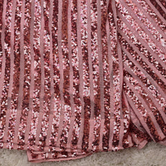 Saanvi – Pink Sequin Striped Net Saree