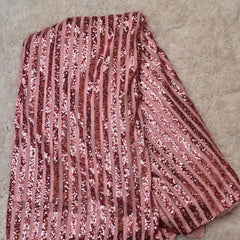 Saanvi – Pink Sequin Striped Net Saree