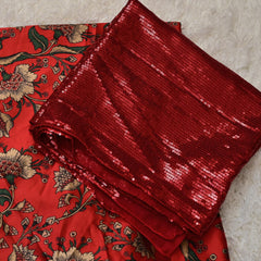Mannu – Maroon Satin Saree with Ruffle Border and Sequin Blouse